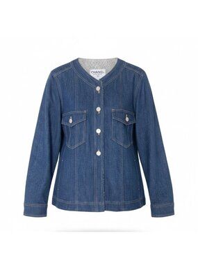 Chanel No Denim Jacket Cotton 40 Indigo